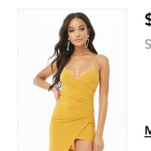 Mustard surplice cami dress